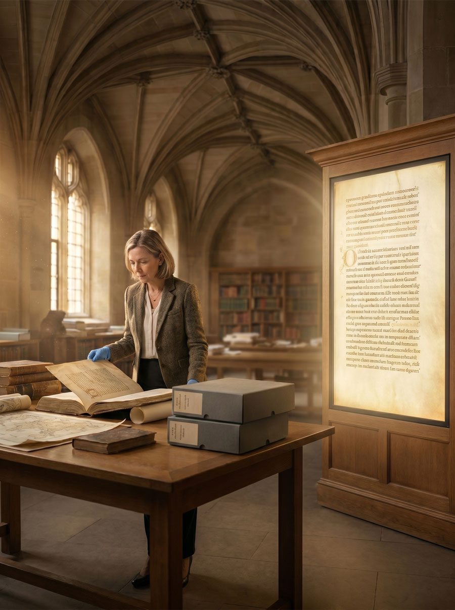 People gathered around a photo album, exploring a shared collection of memories
